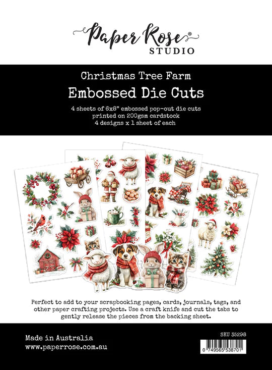 Paper Rose Christmas Tree Farm Embossed Die Cuts