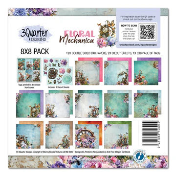 3 Quarter Design, Floral Mechanica Pack 8x8