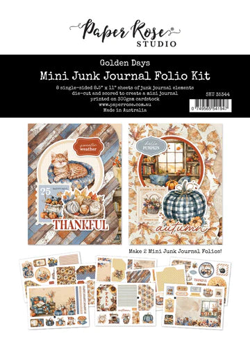 Paper Rose, Golden Days Mini Junk Journal Folio Kit