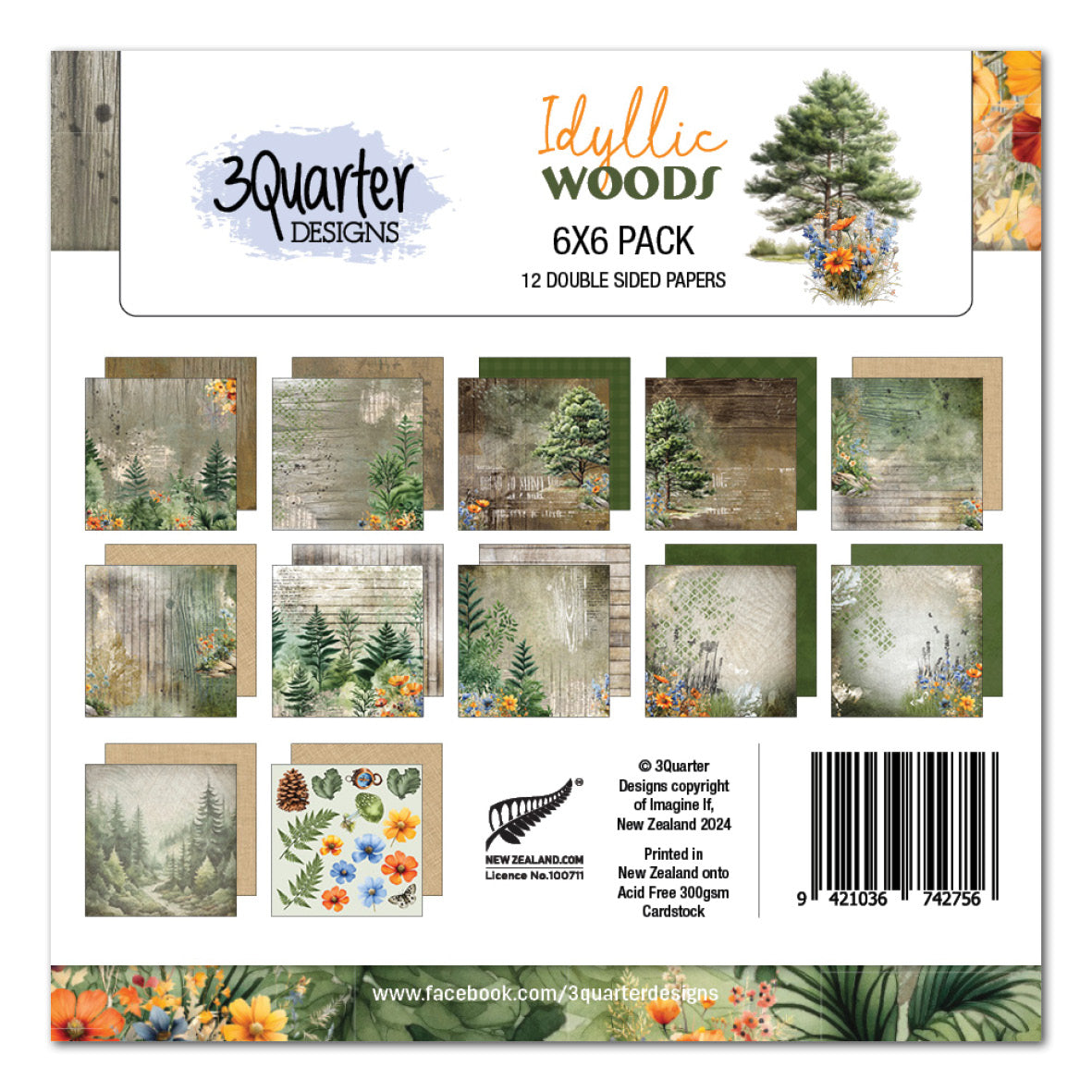 3 Quarter Design Idyllic Woods Paper Collection 6x6