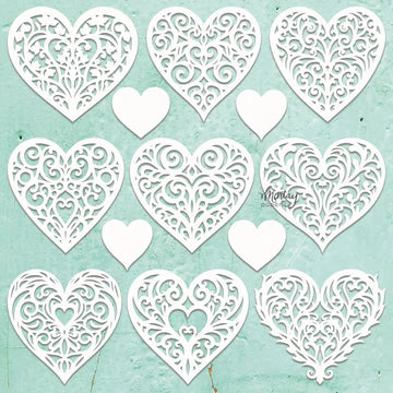 Mintay Chipboard, Hearts Filigree D105