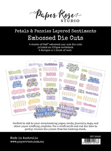 Paper Rose Petals & Pansies Layered Embossed Die Cuts