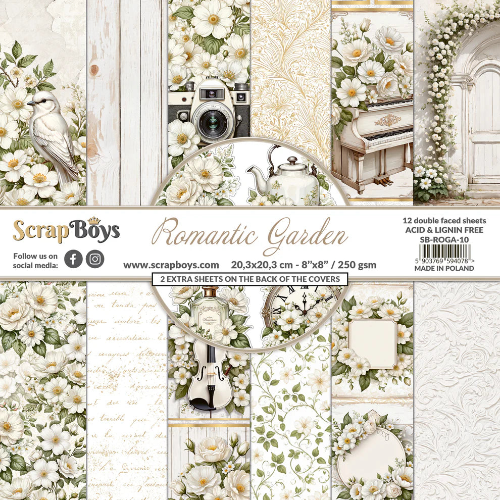 Scrap Boys Romantic Garden 8x8 Paper Pad
