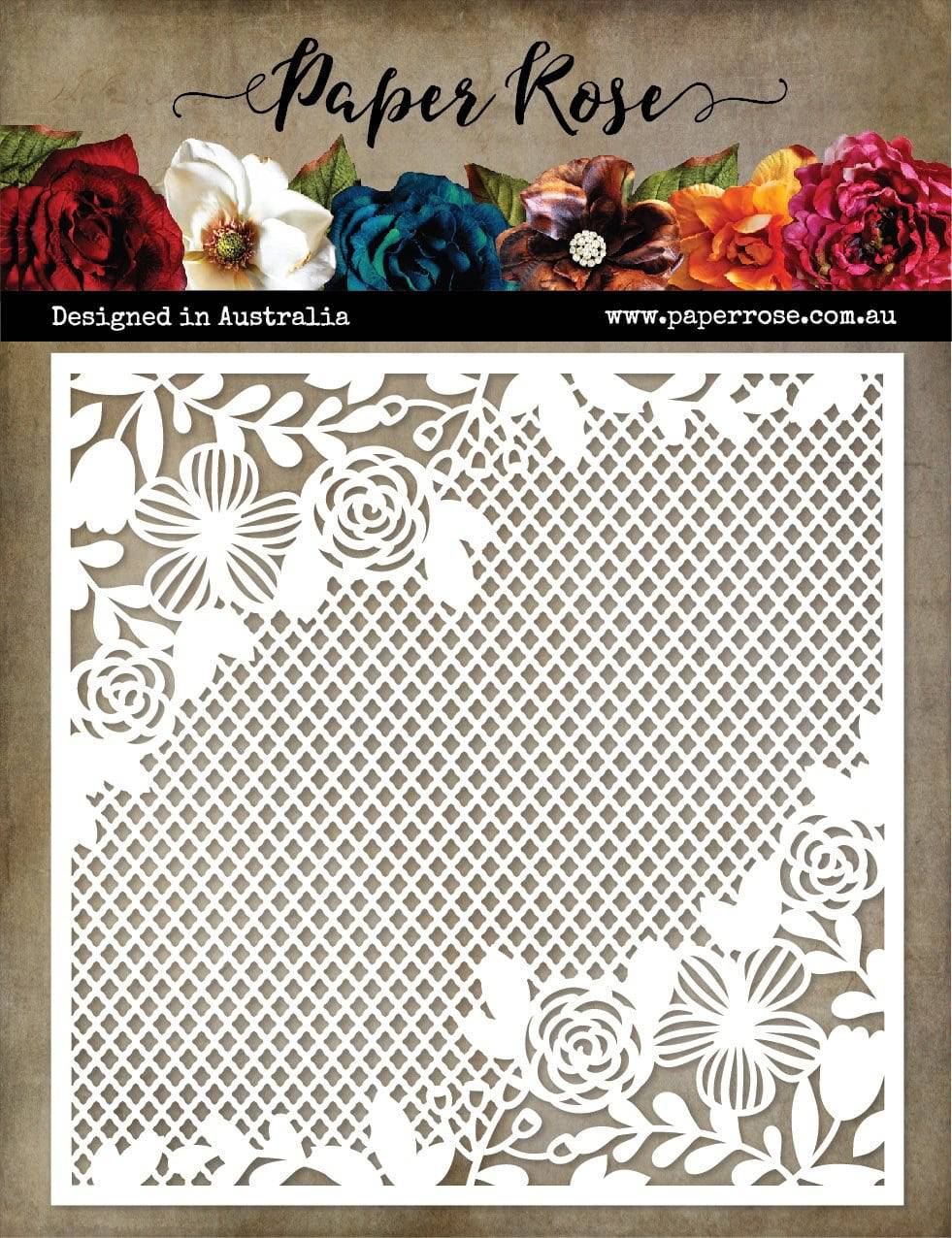 Paper Rose Stencil Floral Mesh