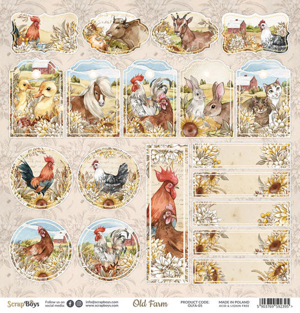 Scrap Boys Old Farm 12x12 Single Sheet