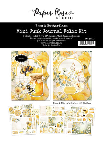 Paper Rose, Bees & Butterflies, Mini Junk Journal Folio Kit