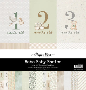 Paper Rose Boho Baby Basics Paper Collection 12x12