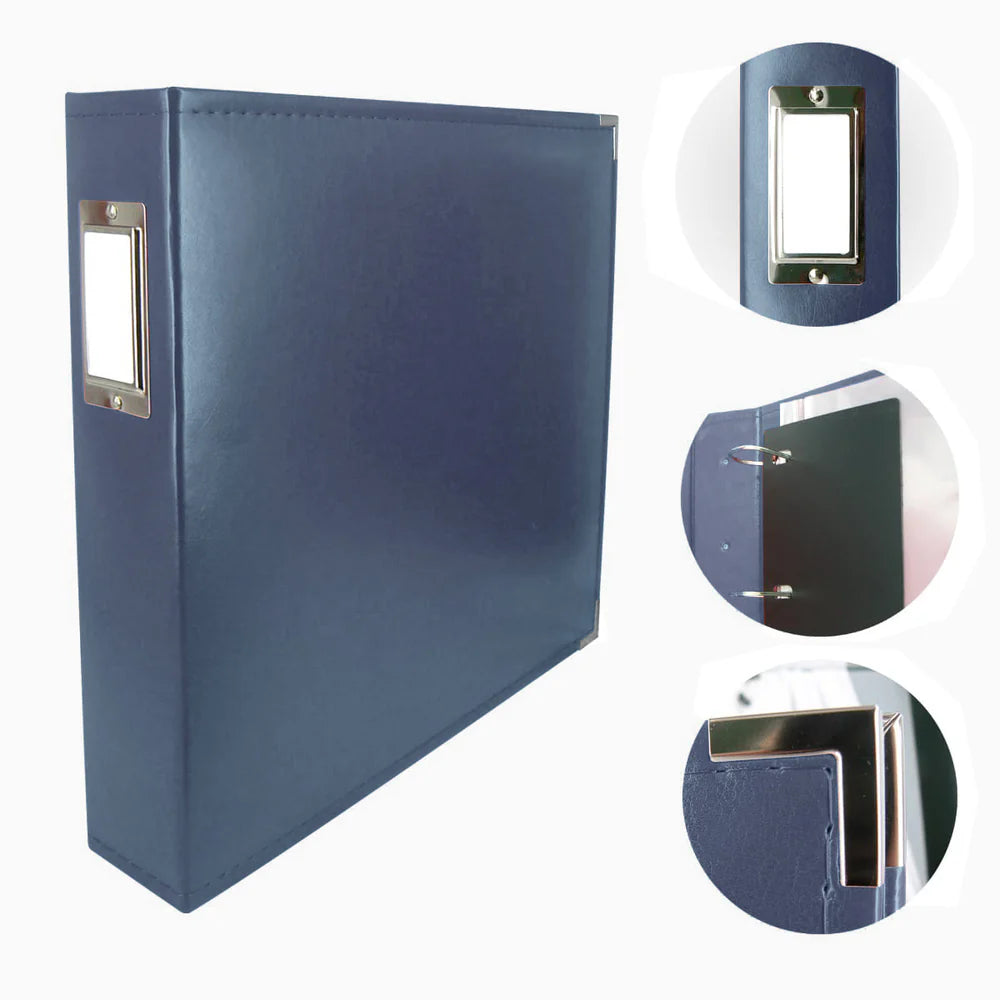 Faux Leather 3D Ring Album, Cobalt Blue