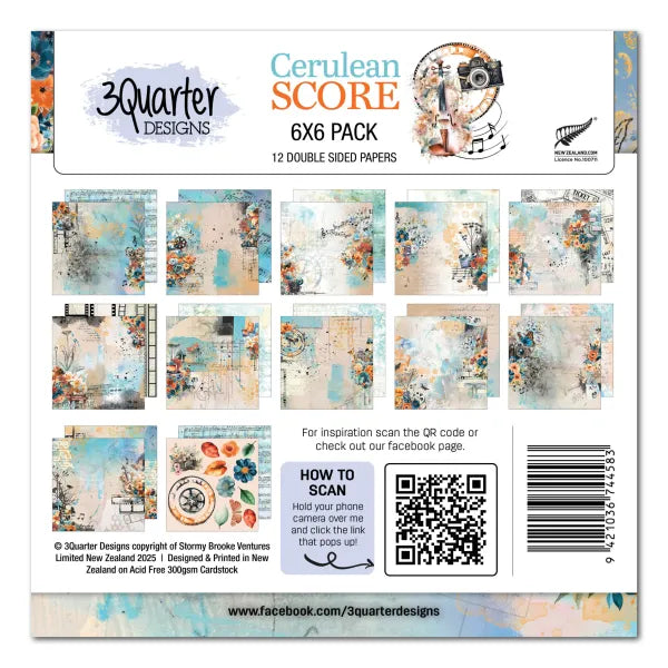 3 Quarter Designs Cerulean Score 6x6 Pack