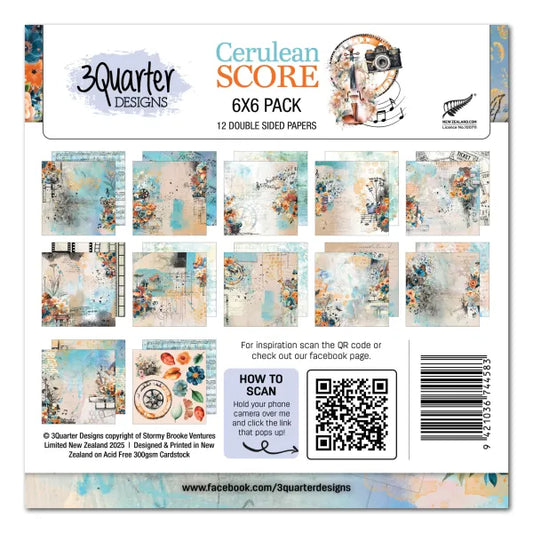 3 Quarter Designs Cerulean Score 6x6 Pack
