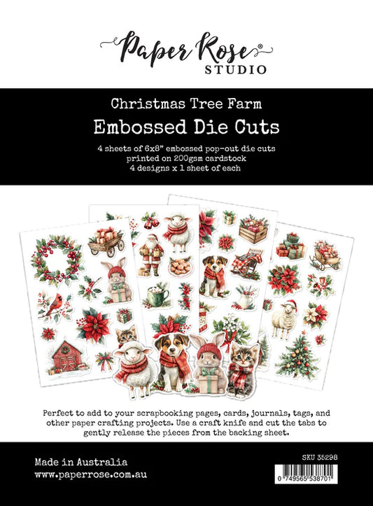 Paper Rose Christmas Tree Farm Embossed Die Cuts