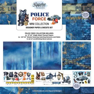 3 Quarter Design Police 12x12 Mini Collection includes Mini Set Tuck and Play Cards