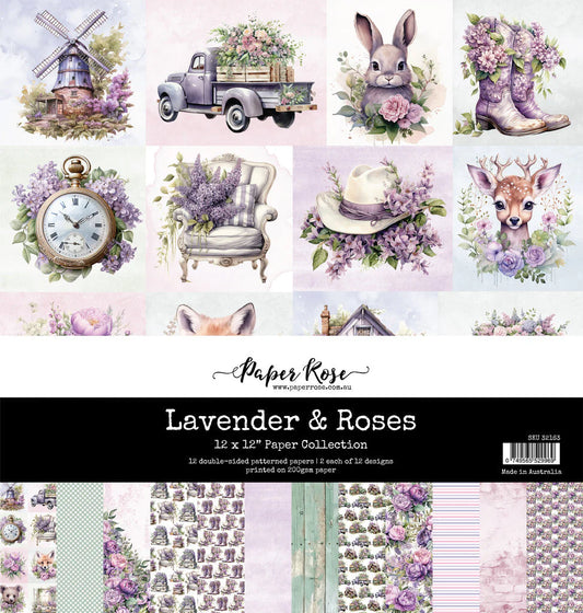 Paper Rose Collection Lavender & Roses 12x12