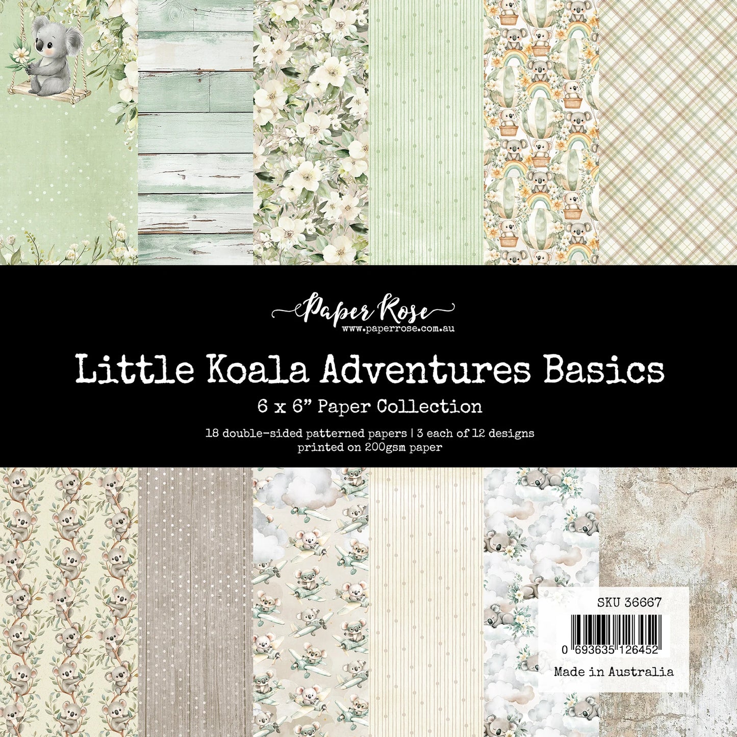 Paper Rose, Little Koala Adventure Basic, 6x6 Paper Collection