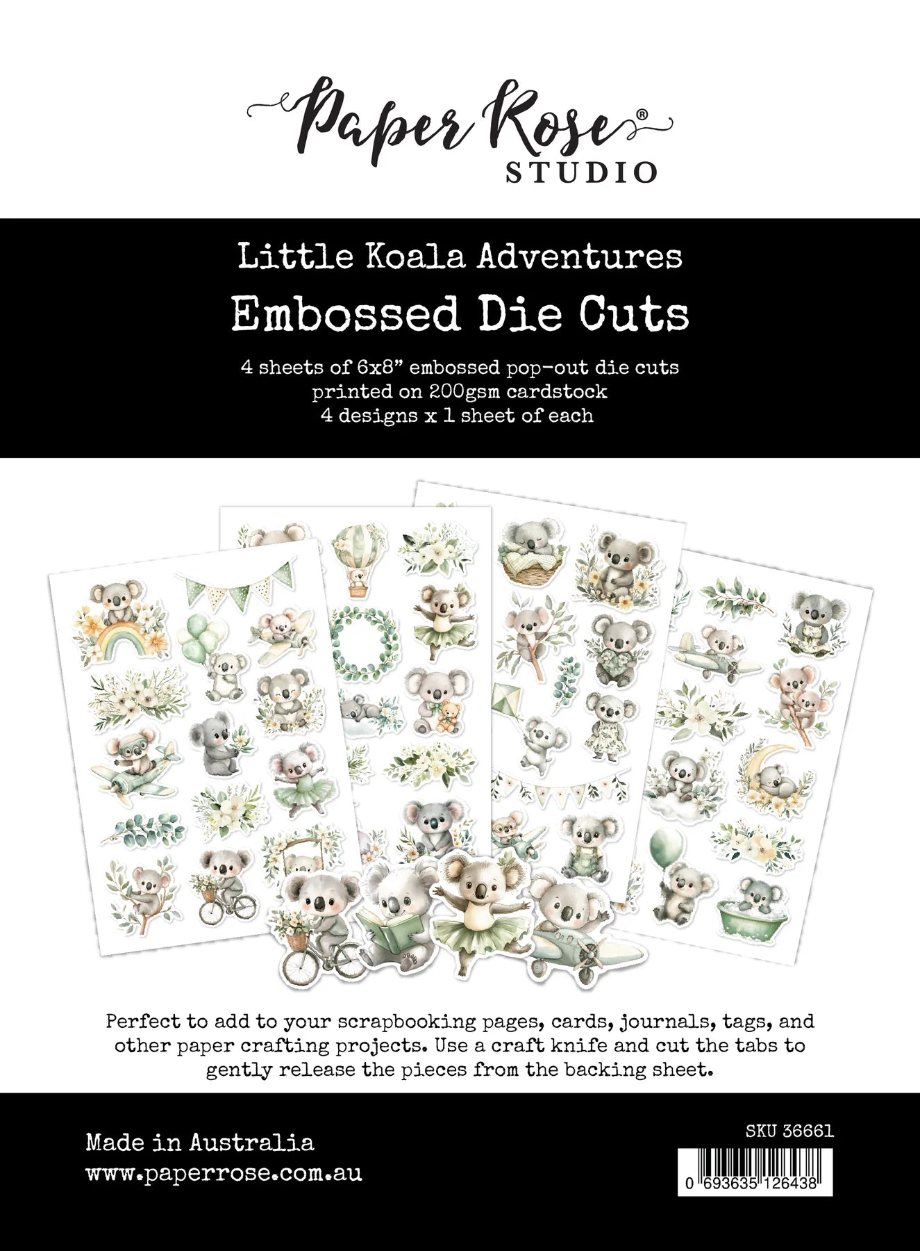 Paper Rose, Little Koala Adventures, Embossed Die Cuts