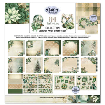 3 Quarter Design, Pine Festivities, 12x12 Paper Collection