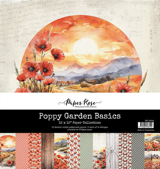 Paper Rose Poppy Garden Basics 12x12 Paper Collection