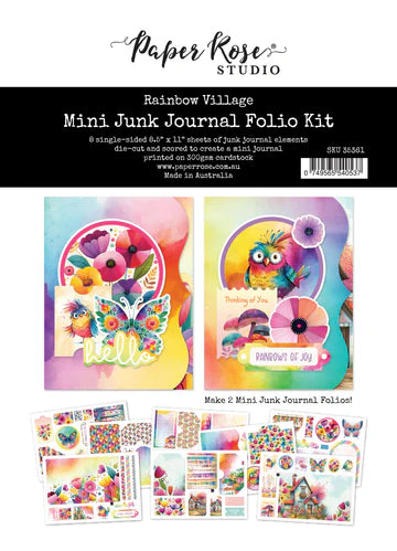 Paper Rose Rainbow Village Mini Junk Journal Folio Kit