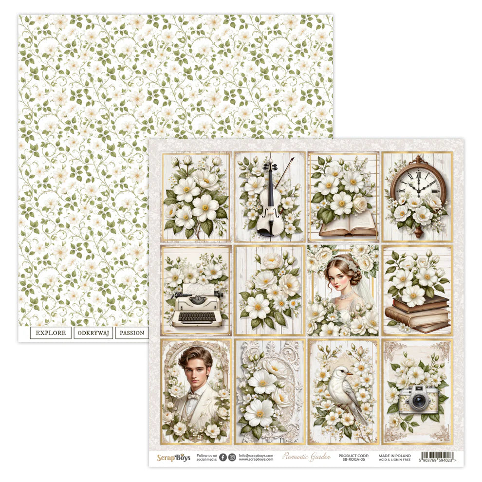Scrap Boys Romantic Garden 12x12 Single Sheet