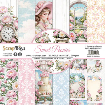 Scrapboys Sweet Peonies Paper Collection 8x8