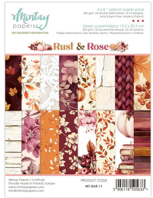 Mintay Rust & Rose 6x8 Paper Pack