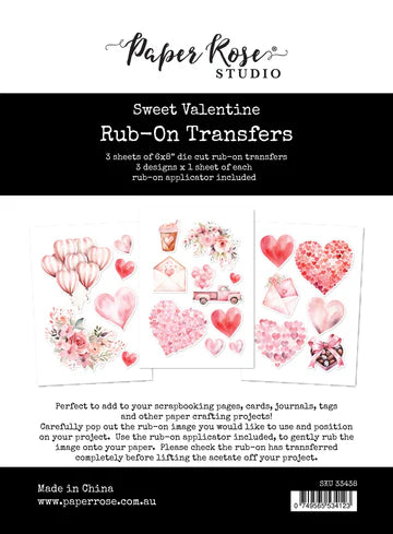 Paper Rose Sweet Valentine 6x8 Rub On Transfer Pack