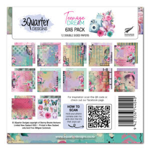 3 Quarter Design 6x6 Teenage Dream Paper Collection
