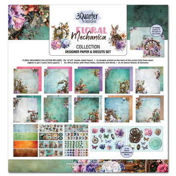 3 Quarter Design, Floral Mechanica Pack 12x12