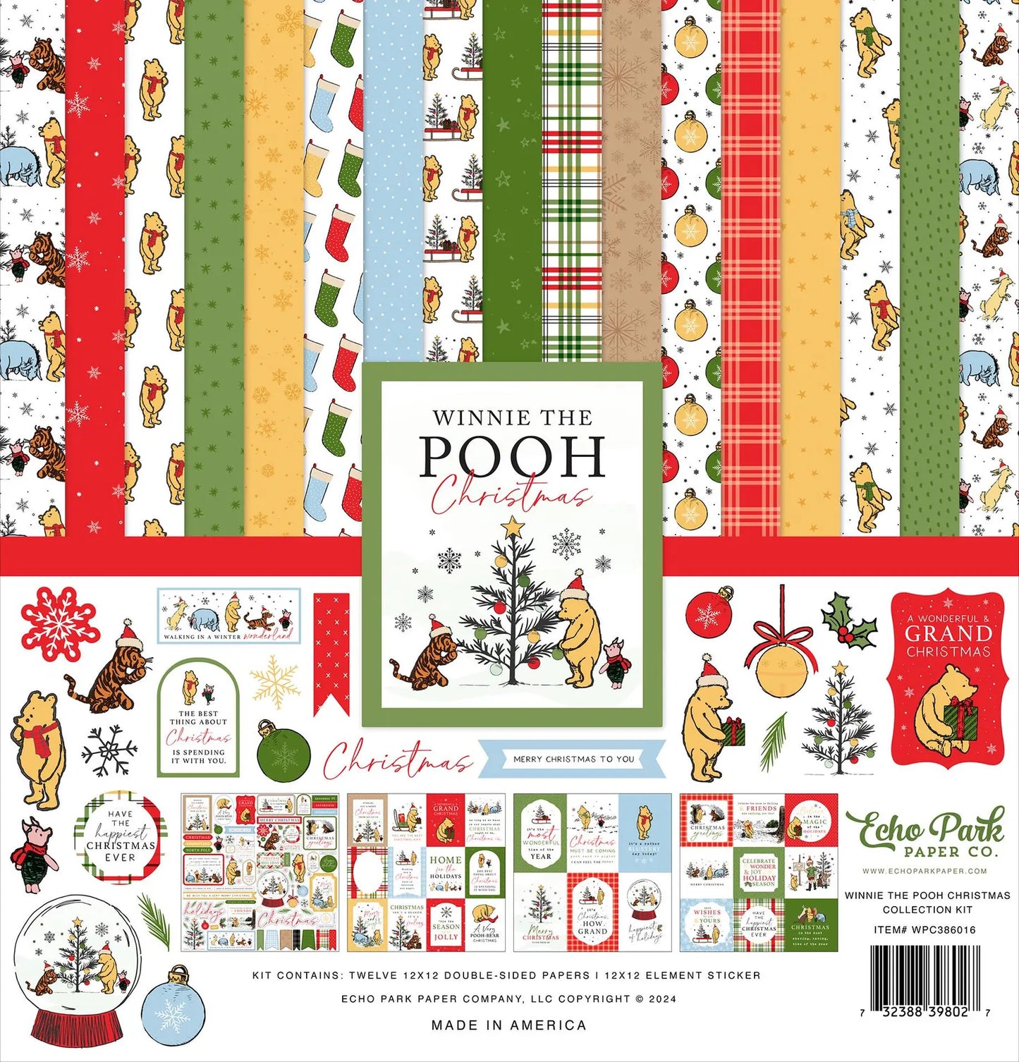 Echo Park Winnie the Pooh Christmas 12x12 Paper Collection