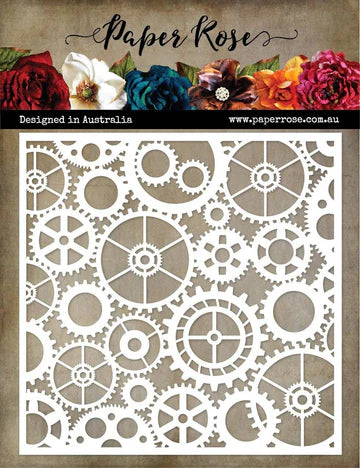 Paper Rose Stencil Cogs & Gears