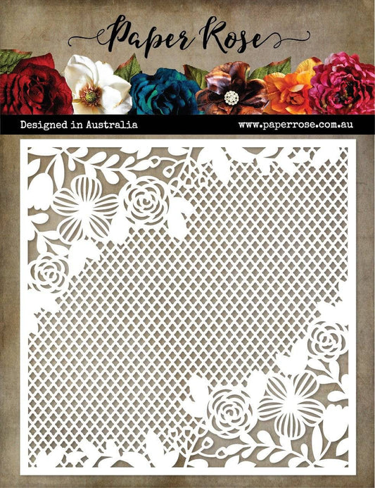 Paper Rose Stencil Floral Mesh