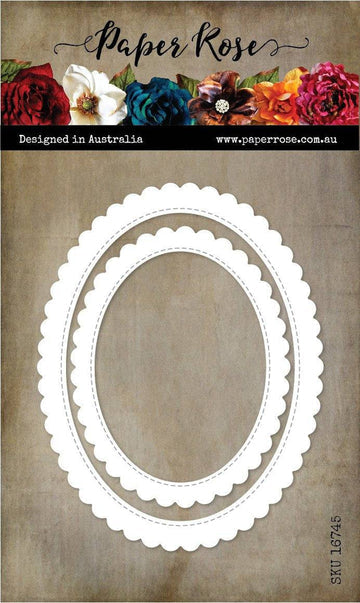Paper Rose Scalloped Oval Frame Metal Cutting Die